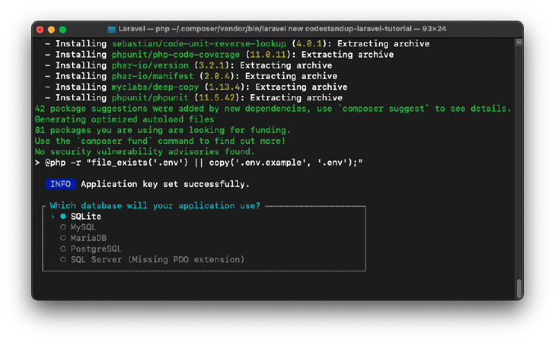Database installer second step