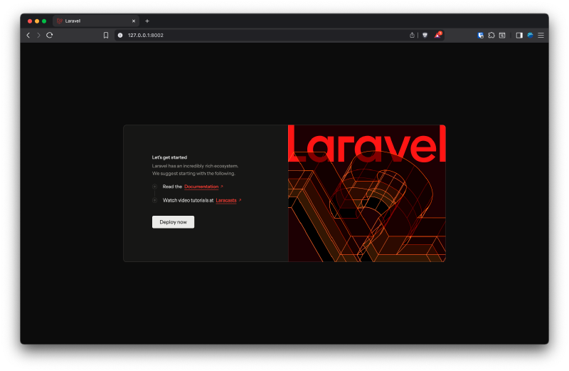 Laravel fresh install home page